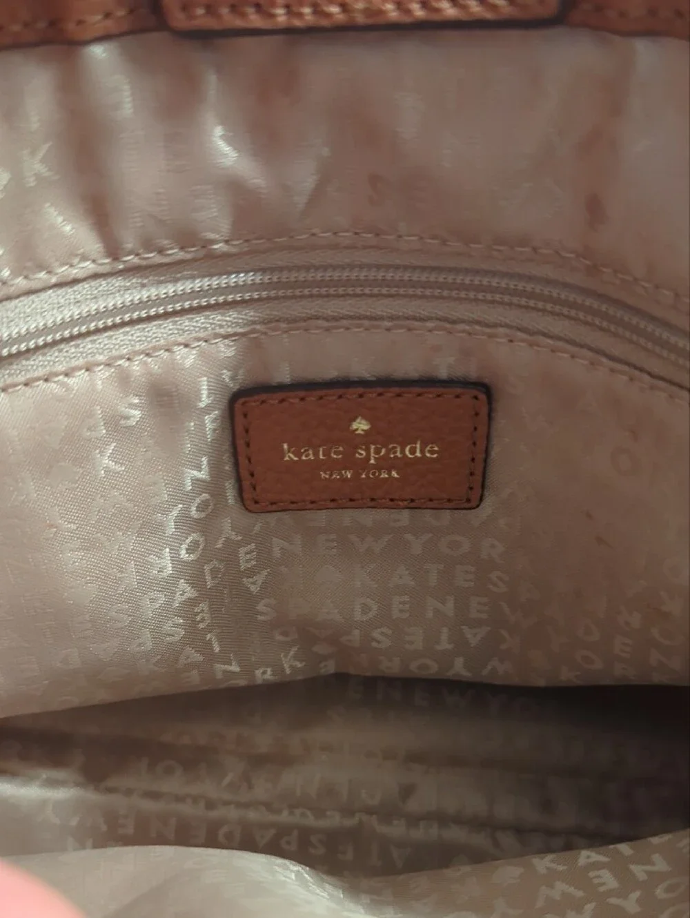 kate spade Tan Pebbled Leather Purse with Matching Zip Wallet